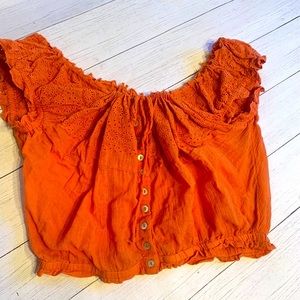 Free People Cropped Peasant Style summer Beach Top